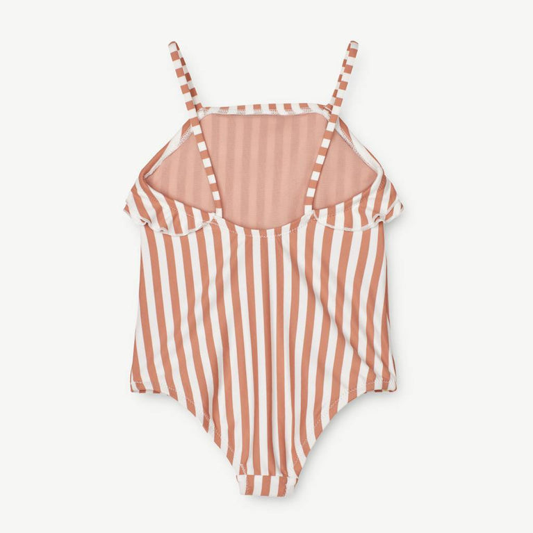 Josette Badeanzug aus recyceltem Material - Stripe Tuscany Rose/Creme de la Creme