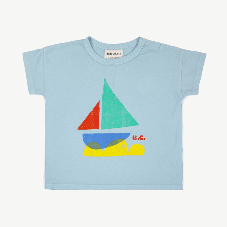 Sail Boat T-Shirt aus Bio-Baumwolle in Hellblau