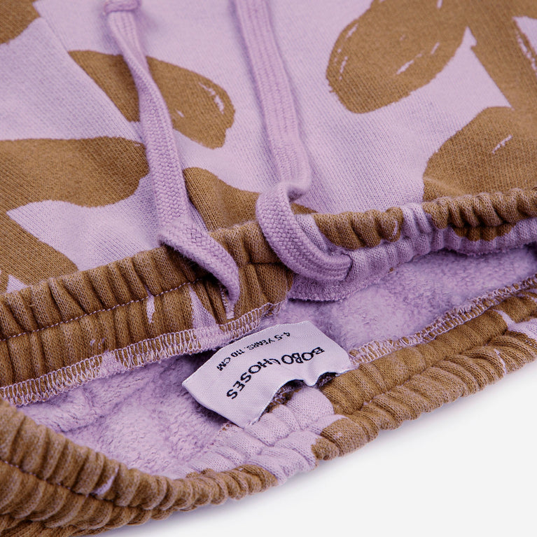 Retro Flowers Jogginghose aus Baumwolle in Lila