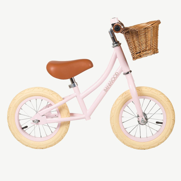 Banwood - Kinder Laufrad First Go 12 Zoll mit Korb - Rosa - 8435441826988 - littlehipstar.com