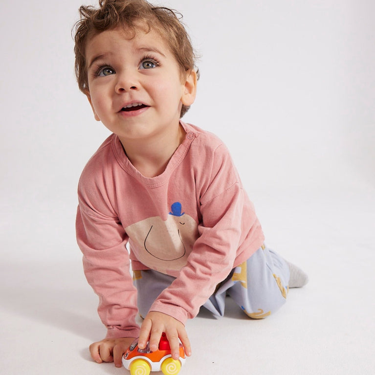Bobo Choses - Baby The Elephant Langarmshirt aus Bio-Baumwolle in Salmon Pink - 24 Monate - 8445782087122 - littlehipstar.com