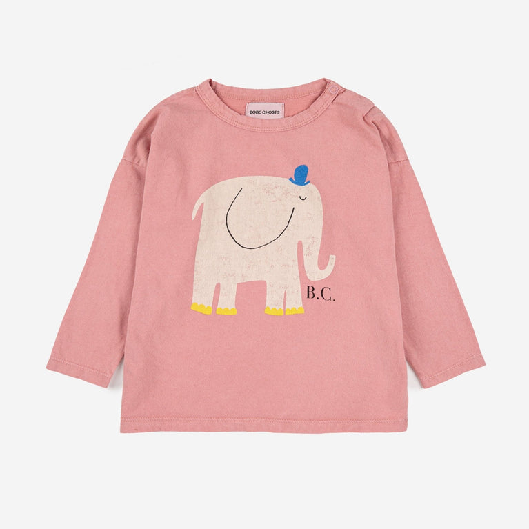 Bobo Choses - Baby The Elephant Langarmshirt aus Bio-Baumwolle in Salmon Pink - 24 Monate - 8445782087122 - littlehipstar.com