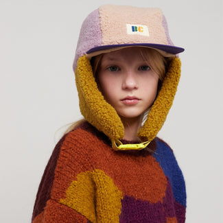 Bobo Choses - Color Block Chapka Mütze aus Plüsch in Pink - Kopfumfang 52 - 8445782124377 - littlehipstar.com