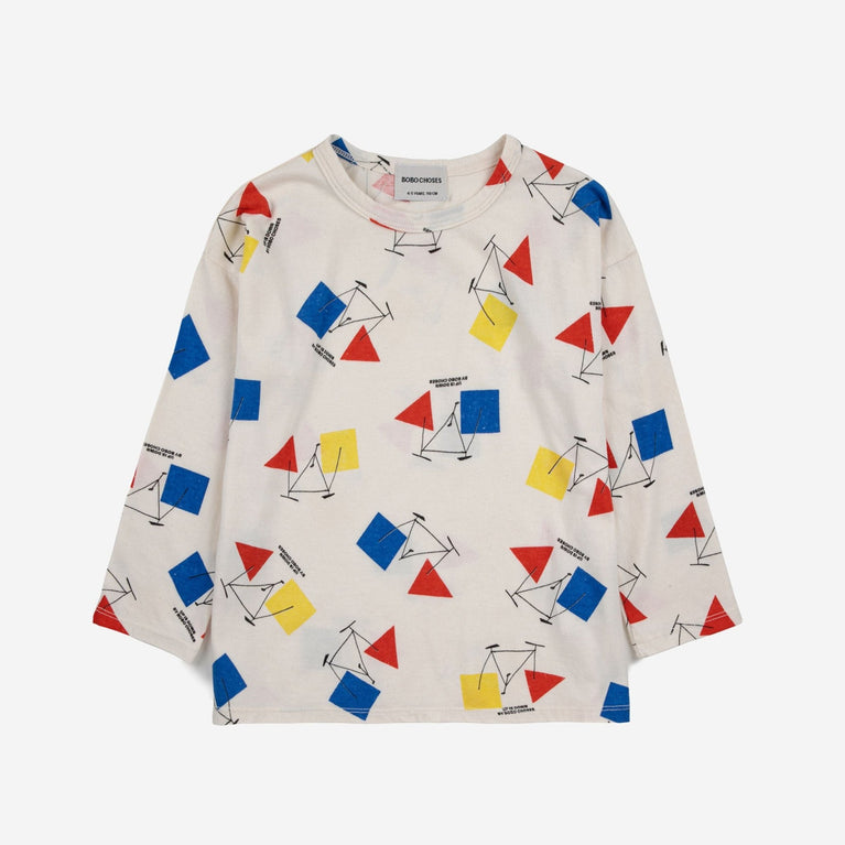 Crazy Bicy Langarmshirt aus Bio-Baumwolle in Weiß