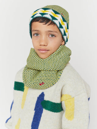 Bobo Choses - Geometric Kids Schal, Mütze & Fäustlinge in Offwhite - 3tlg. Set - Kopfumfang 52 cm - 8445782145983 - littlehipstar.com
