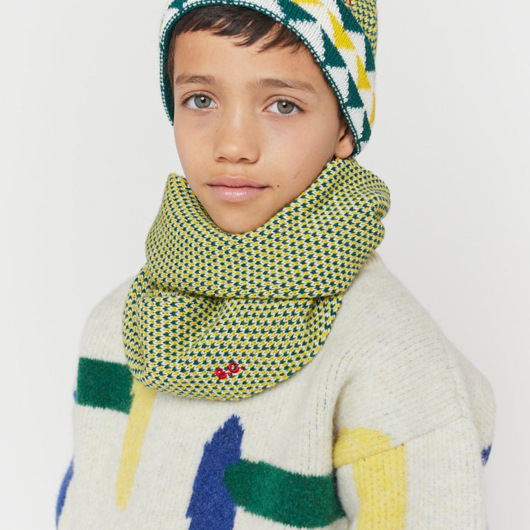Bobo Choses - Geometric Kids Schal, Mütze & Fäustlinge in Offwhite - 3tlg. Set - Kopfumfang 52 cm - 8445782145983 - littlehipstar.com