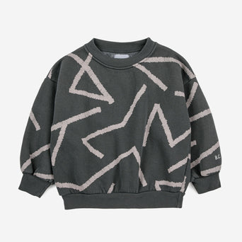 Bobo Choses - Lines Sweatshirt aus Bio-Baumwolle aus Bio-Baumwolle in Dunkelgrau - 4-5 Jahre - 8445782103136 - littlehipstar.com