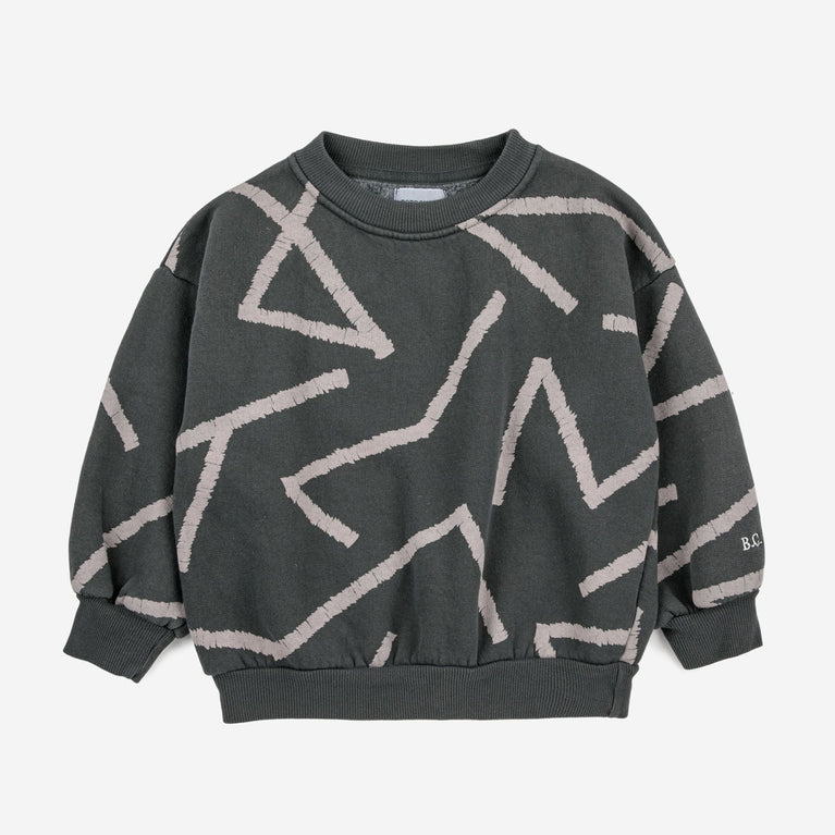 Bobo Choses - Lines Sweatshirt aus Bio-Baumwolle aus Bio-Baumwolle in Dunkelgrau - 4-5 Jahre - 8445782103136 - littlehipstar.com