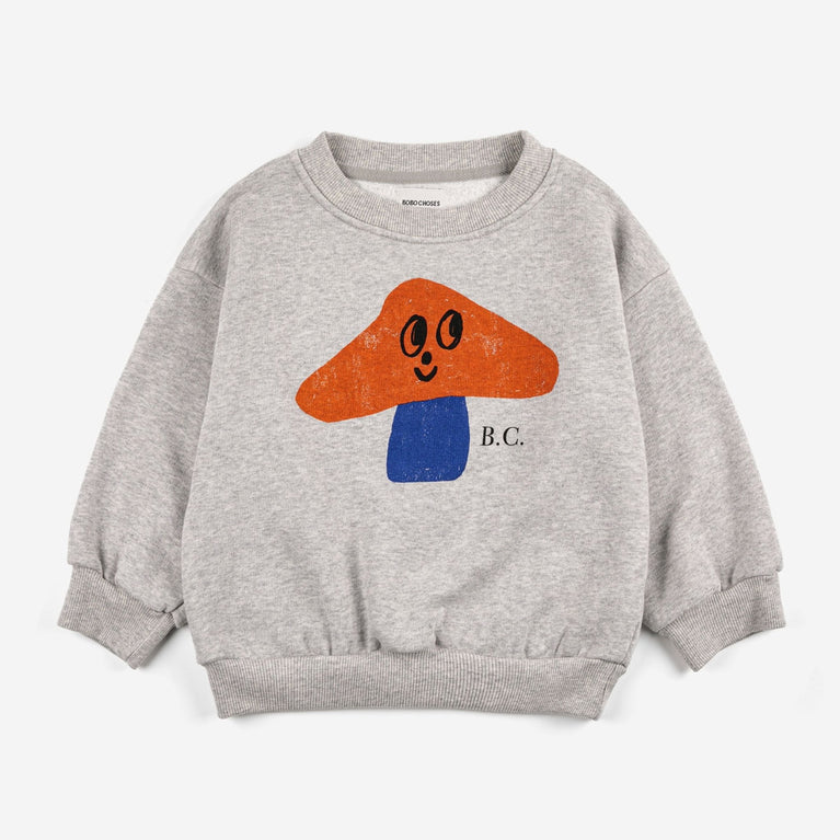 Bobo Choses - Mr. Mushroom Sweatshirt aus Bio-Baumwollmix in Hellgrau - 2-3 Jahre - 8445782103488 - littlehipstar.com