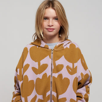 Bobo Choses - Retro Flowers Kapuzenjacke aus Baumwolle in Lila - 2-3 Jahre - 8445782104805 - littlehipstar.com