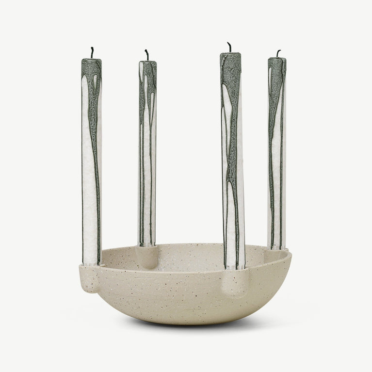 ferm LIVING - Adventskranz Kerzenhalter aus Steingut - Ø 27 cm - Light Grey - 5704723260974 - littlehipstar.com
