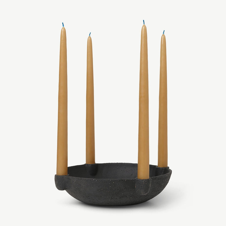 ferm LIVING - Adventskranz Kerzenhalter aus Steingut - Ø 27 cm - Dark Grey - 5704723271277 - littlehipstar.com