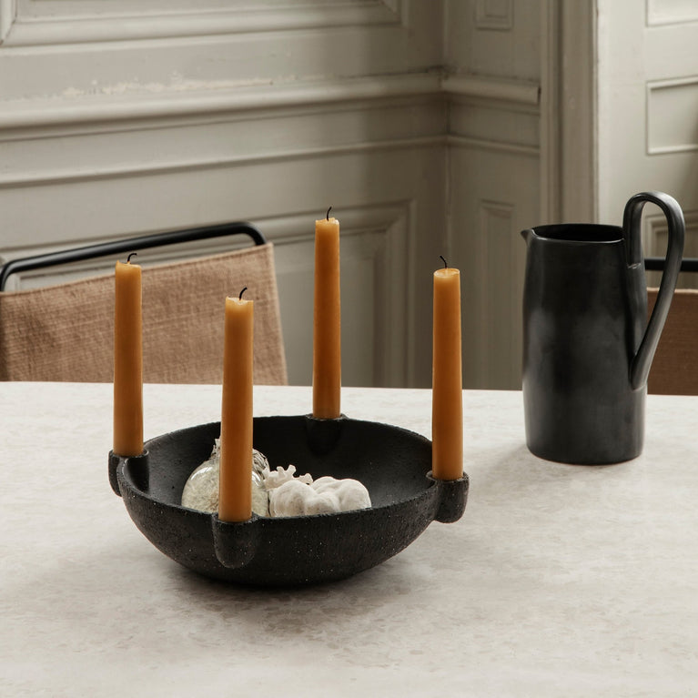 ferm LIVING - Adventskranz Kerzenhalter aus Steingut - Ø 27 cm - Dark Grey - 5704723271277 - littlehipstar.com