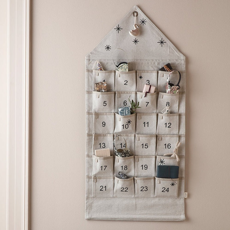 ferm LIVING - Haus Adventskalender aus Baumwolle in Sand/Schwarz - 5704723103639 - littlehipstar.com