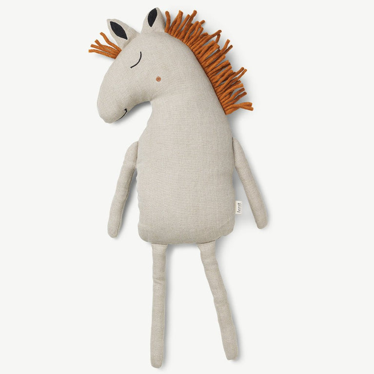ferm LIVING - Safari Pferd Kuschelkissen aus Leinen - Naturweiß - 5704723103912 - littlehipstar.com