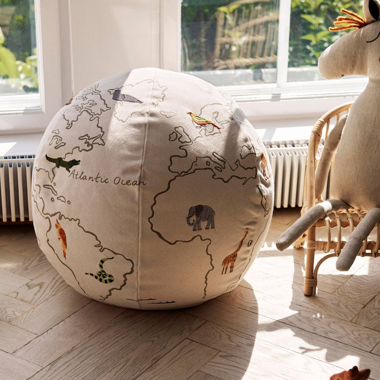 ferm LIVING - The World Bestickter Pouf aus Bio-Baumwolle in Offwhite - 5704723294641 - littlehipstar.com