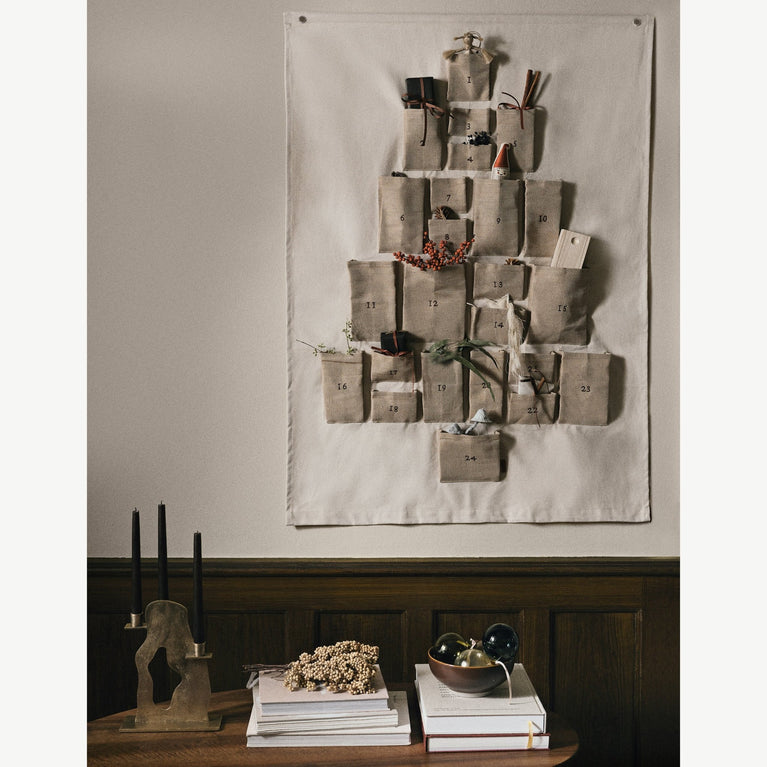 ferm LIVING - Weihnachtsbaum Adventskalender aus Baumwollmix in Natur - 90 x 125 cm - 5704723305088 - littlehipstar.com