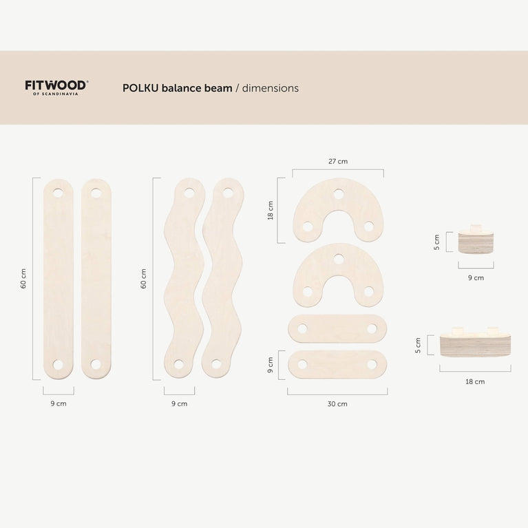 FitWood - Polku Balancierbalken aus Holz - M - 6430061242073 - littlehipstar.com