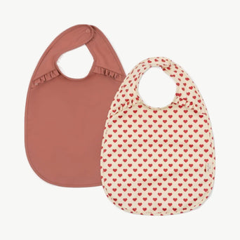 Konges Slojd - Coeur Rouge Wasserabweisende Lätzchen - 2er-Set - 5715404157360 - littlehipstar.com