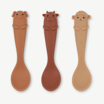 Konges Slojd - Farm Baby Löffel aus Silikon - 3er-Set - ROSE MIX - 5712982924032 - littlehipstar.com
