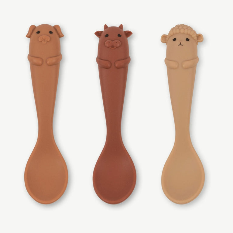 Konges Slojd - Farm Baby Löffel aus Silikon - 3er-Set - ROSE MIX - 5712982924032 - littlehipstar.com