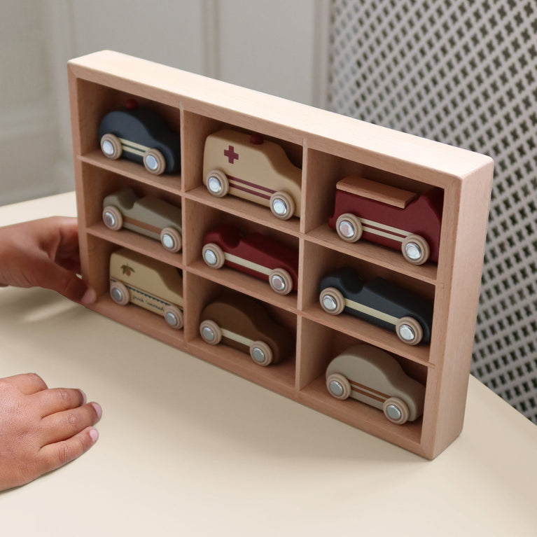 Konges Slojd - Mini Spielzeug Autos aus Holz - 9 Stück - 5715404133449 - littlehipstar.com