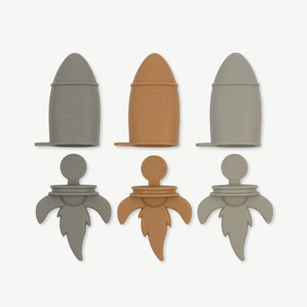 Konges Slojd - Rocket Ice Pop Eisformen - 3er-Set - Warm Grey - 5715404094535 - littlehipstar.com