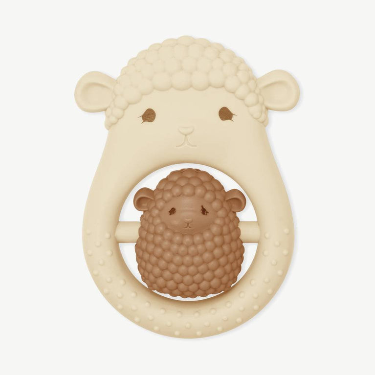 Konges Slojd - Schaf Beißring aus Silikon - Sand - 5712982924834 - littlehipstar.com