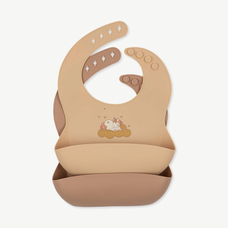 Konges Slojd - Unicorn Lätzchen aus Silikon - 2er-Set - One Size - 5715404069182 - littlehipstar.com