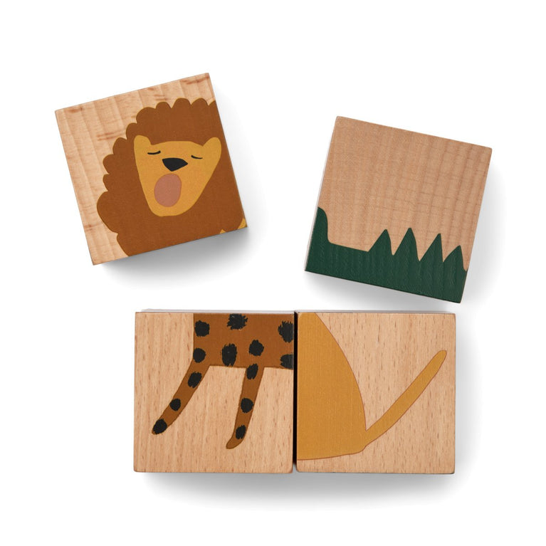Liewood - Aage Puzzleblöcke aus Holz - All Together / Nature - 4 Teile - 5715493133023 - littlehipstar.com