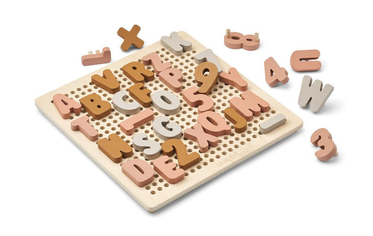 Liewood - Ainsley Alphabet Steckpuzzle aus Holz und Silikon - 66 Teile - Sea Blue Multi Mix - 5715493126766 - littlehipstar.com