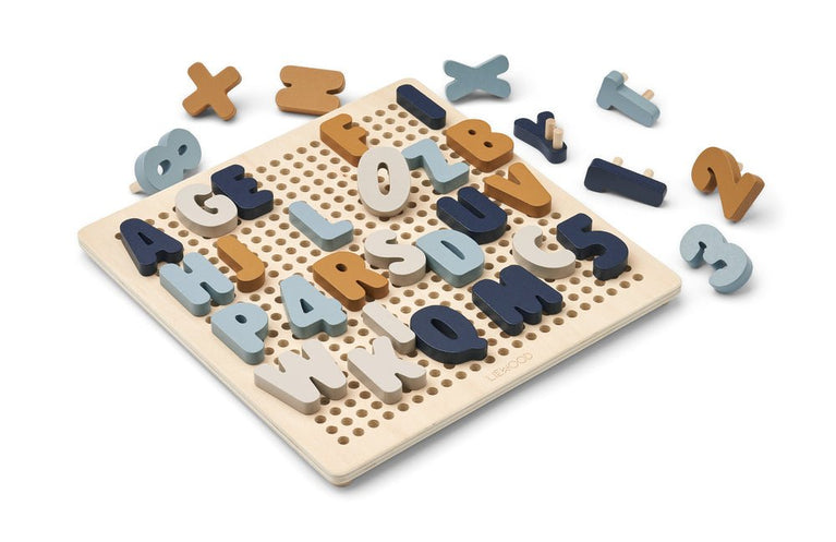 Liewood - Ainsley Alphabet Steckpuzzle aus Holz und Silikon - 66 Teile - Sea Blue Multi Mix - 5715493126766 - littlehipstar.com