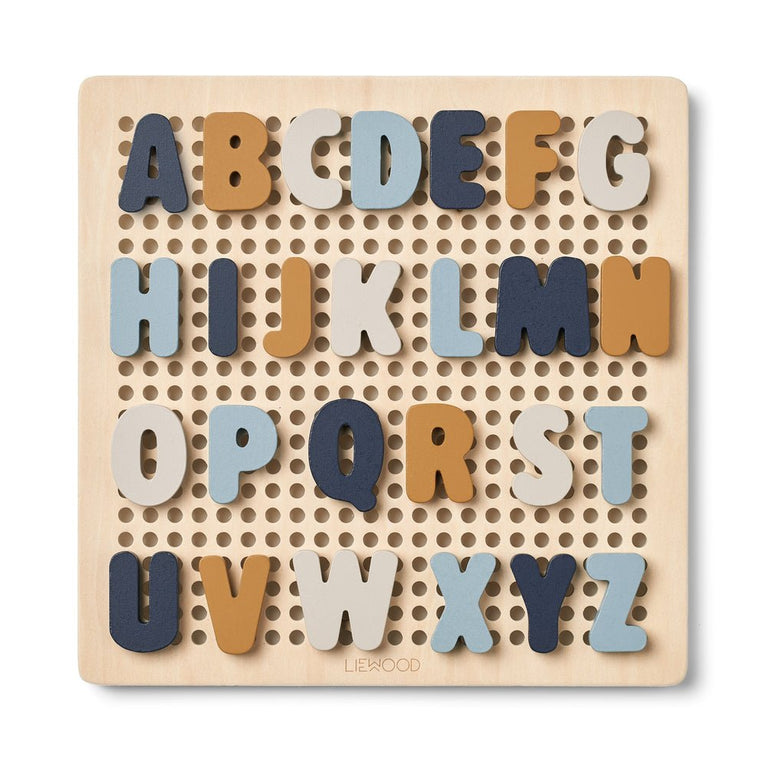 Liewood - Ainsley Alphabet Steckpuzzle aus Holz und Silikon - 66 Teile - Sea Blue Multi Mix - 5715493126766 - littlehipstar.com