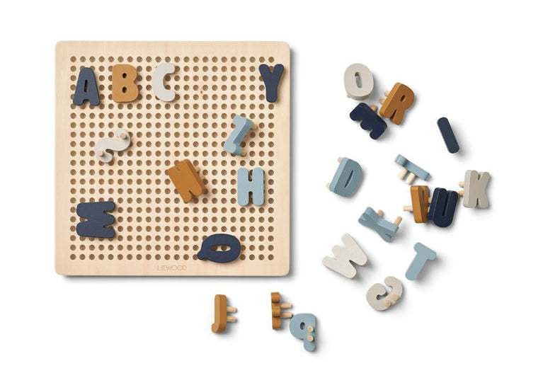 Liewood - Ainsley Alphabet Steckpuzzle aus Holz und Silikon - 66 Teile - Sea Blue Multi Mix - 5715493126766 - littlehipstar.com