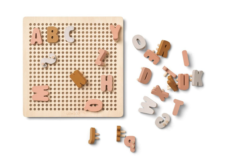 Liewood - Ainsley Alphabet Steckpuzzle aus Holz und Silikon - 66 Teile - Tuscany Rose Multi Mix - 5715493126773 - littlehipstar.com