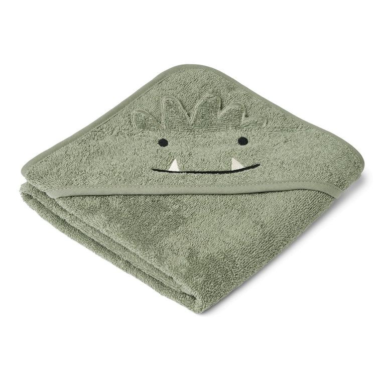 Liewood - Albert Kapuzenhandtuch aus Bio-Baumwolle - Monster Faune Green - 70 x 70 cm - 5715493134273 - littlehipstar.com