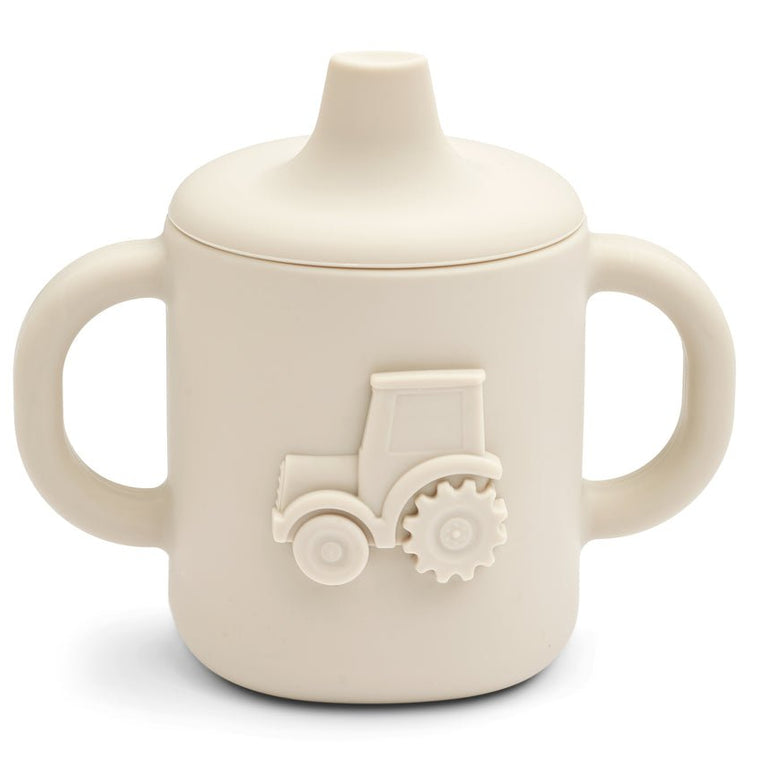 Liewood - Amelio Traktor Trinklerntasse aus Silikon - 150 ml - Sandy - 5715493126728 - littlehipstar.com