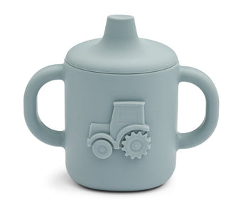 Liewood - Amelio Traktor Trinklerntasse aus Silikon - 150 ml - Blue Fog - 5715493126735 - littlehipstar.com