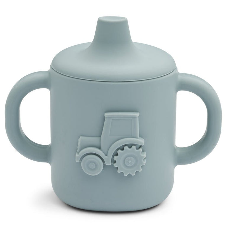 Liewood - Amelio Traktor Trinklerntasse aus Silikon - 150 ml - Blue Fog - 5715493126735 - littlehipstar.com