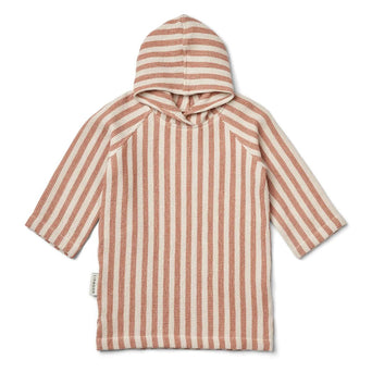 Liewood - Avi Poncho-Bademantel aus Bio-Baumwolle - Y/D Stripe Tuscany Rose / Sandy - 5715493126582 - littlehipstar.com