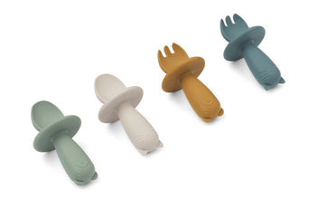 Liewood - Avril Esslernbesteck aus Silikon - 4teilig - Faune Green Multi Mix - 5715493131111 - littlehipstar.com