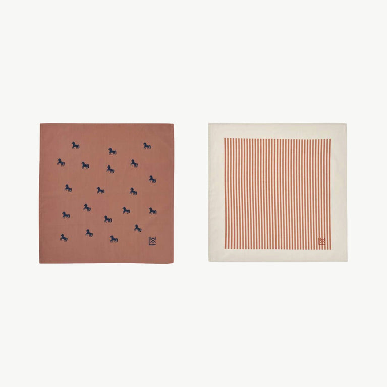 Liewood - Bali Bandana Schal Aus Bio-Baumwolle - Horses Dark Rosetta / Stripe Mix - 5715493101817 - littlehipstar.com