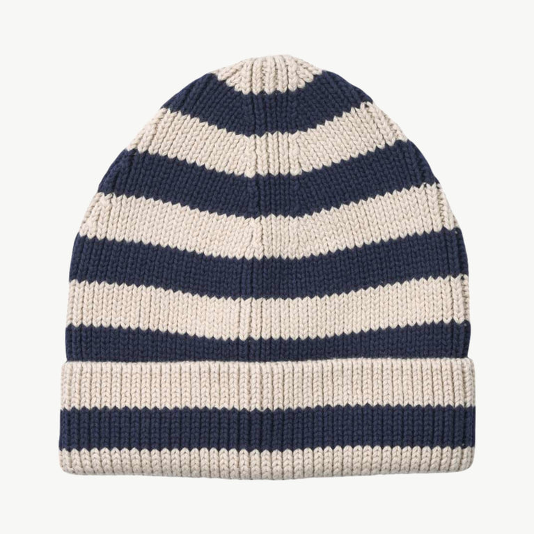 Liewood - Ezra Beanie Mütze Aus Bio-Baumwolle - Stripe Classic Navy / Sandy - 3/4 Jahre - 5715493006129 - littlehipstar.com