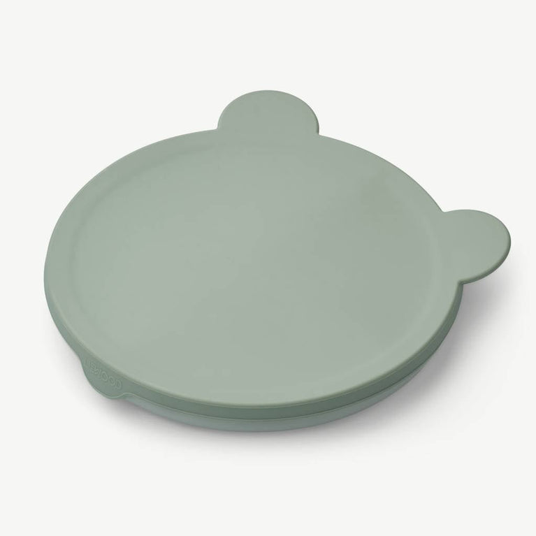 Liewood - Frodo Bär Menüteller mit Deckel aus Silikon - Taubenblau - 5715335032804 - littlehipstar.com
