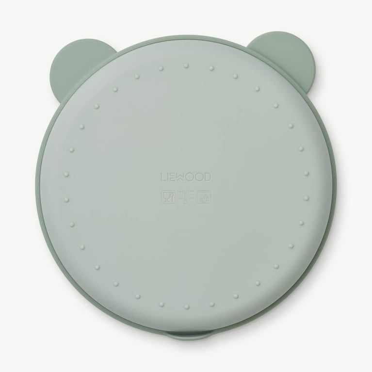 Liewood - Frodo Bär Menüteller mit Deckel aus Silikon - Taubenblau - 5715335032804 - littlehipstar.com