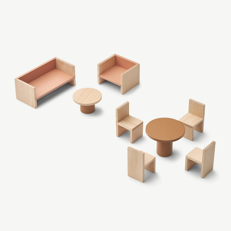 Liewood - Gillian Möbel für Puppenhaus aus Holz - 8 Teile - Tuscany Rose - 5715335033542 - littlehipstar.com