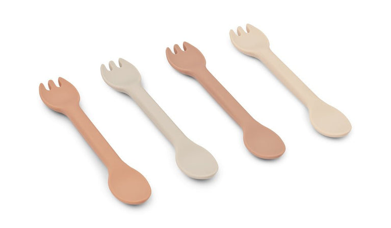 Liewood - Jan 2-in-1 Esslernbesteck aus Silikon - 4er-Set - Rose Multi Mix - 5715493127992 - littlehipstar.com