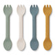 Liewood - Jan 2-in-1 Esslernbesteck aus Silikon - 4er-Set - Faune Green Multi Mix - 5715493128005 - littlehipstar.com