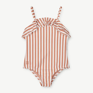 Liewood - Josette Badeanzug aus recyceltem Material - Stripe Tuscany Rose/Creme de la Creme - 1.5 Jahre (86) - 5715335151772 - littlehipstar.com