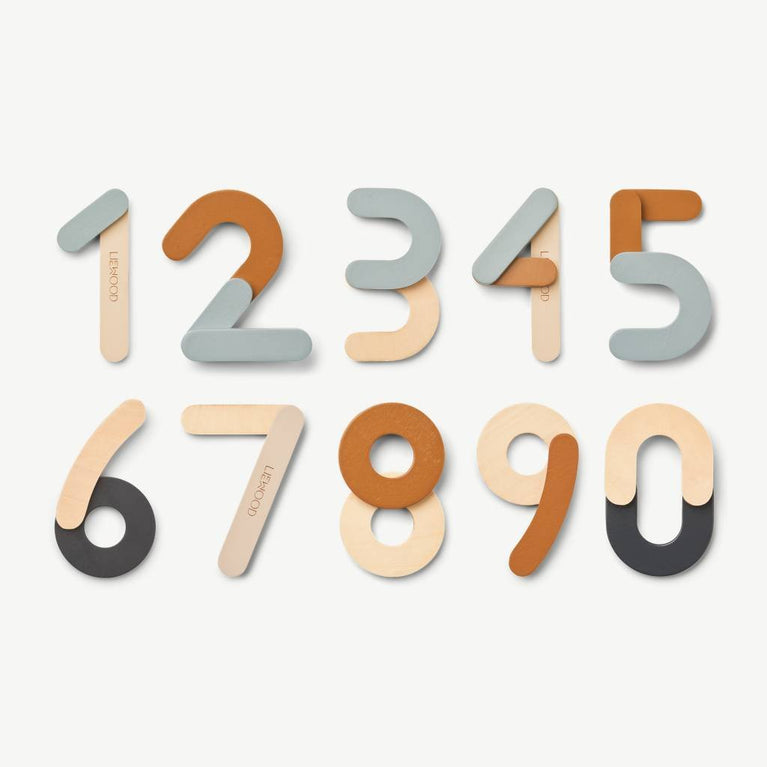 Liewood - Jota Magnetische Zahlen aus Holz - 10 Teile - Sea Blue - 5715335040267 - littlehipstar.com